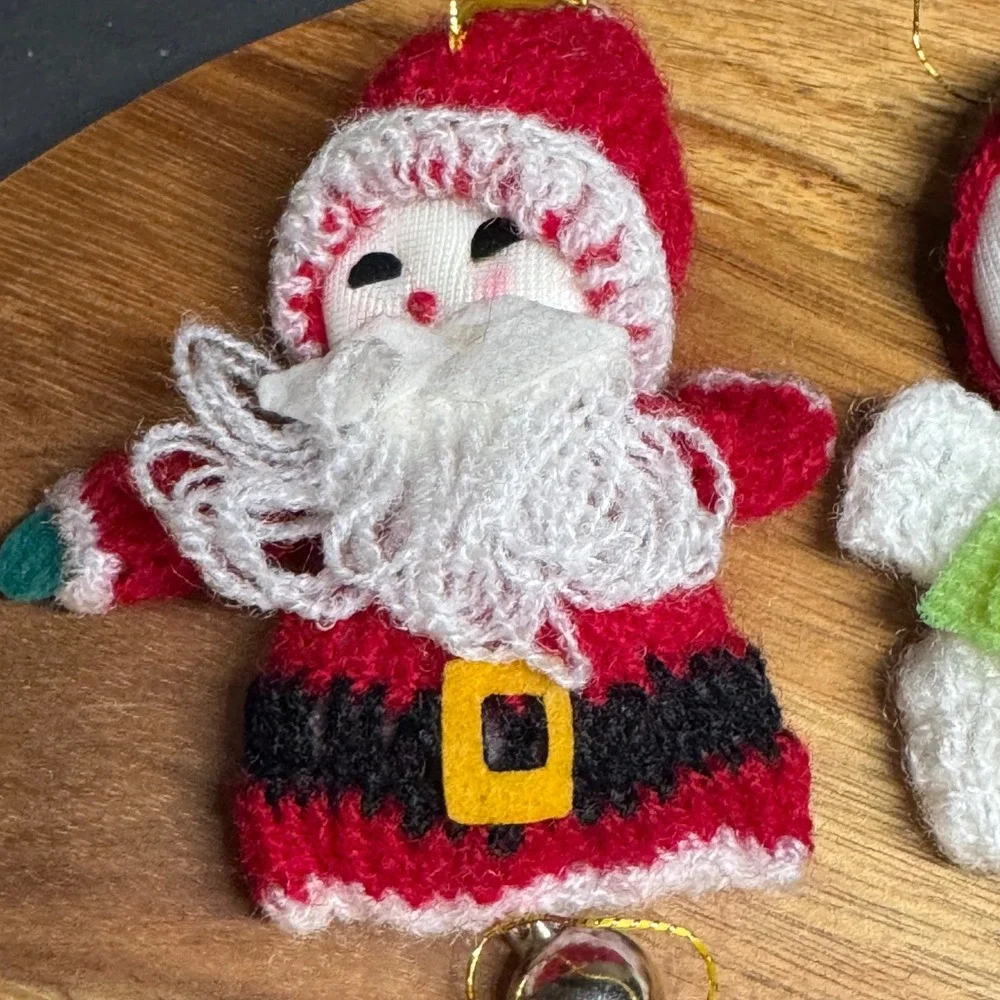 Vtg 1983 Dakin Fun Farm Knit Christmas Ornaments Set of 6 Santa Angel Snowman